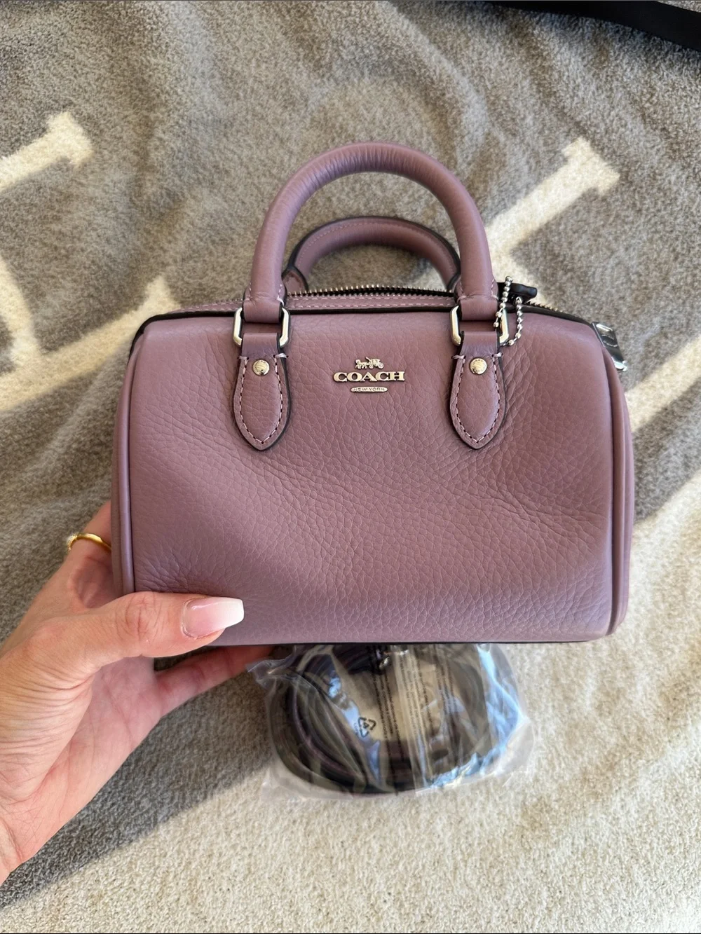 Coach Mini Satchel in Dusty Mauve Pebble Leather